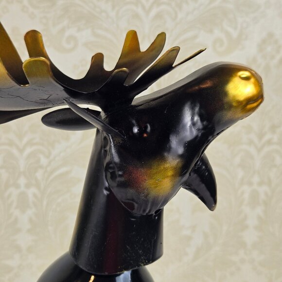 Metal Moose Wine Bottle Holder Steward Butler Free Standing Novelty Gift Humor - Picture 8 of 14